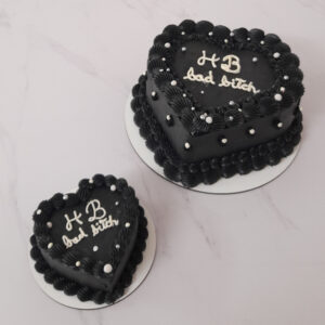 monochrome heart shaped cake elegant cake